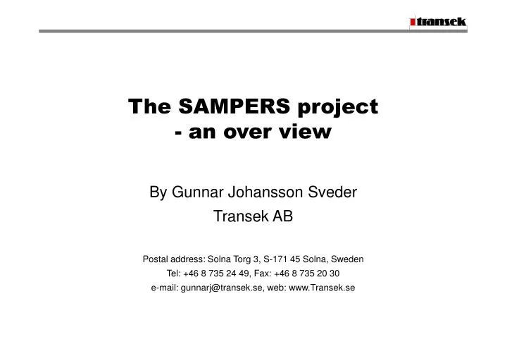 the sampers project an over view