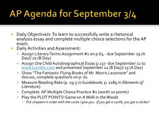 AP Agenda for September 3/4