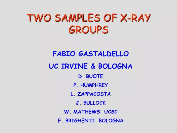 two samples of x ray groups