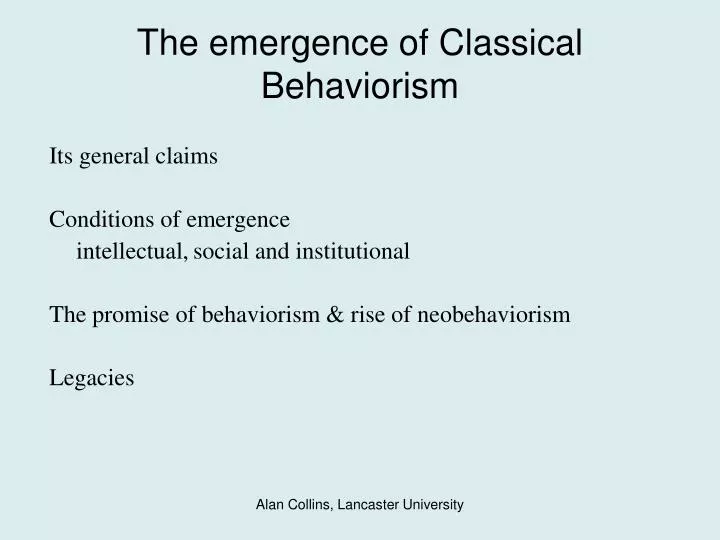 the emergence of classical behaviorism