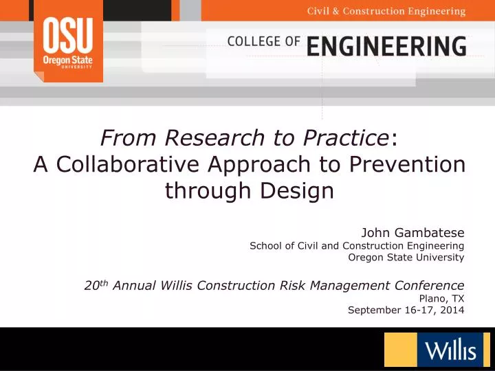 from research to practice a collaborative approach to prevention through design
