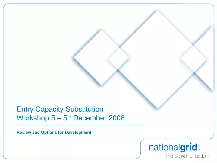 entry capacity substitution workshop 5 5 th december 2008