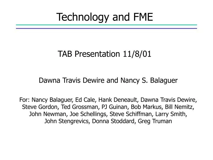 technology and fme tab presentation 11 8 01
