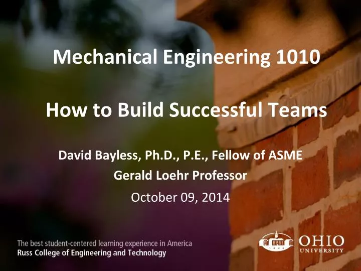 mechanical engineering 1010 how to build successful teams