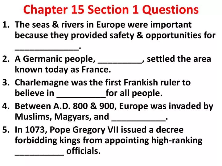 chapter 15 section 1 questions