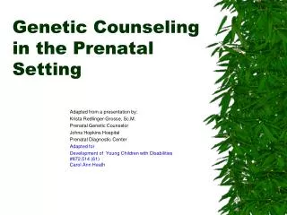 Genetic Counseling in the Prenatal Setting