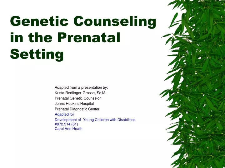 genetic counseling in the prenatal setting