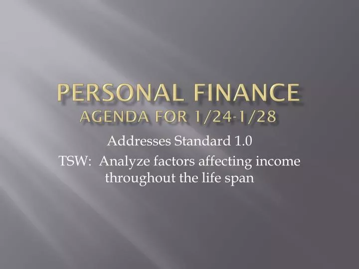 personal finance agenda for 1 24 1 28