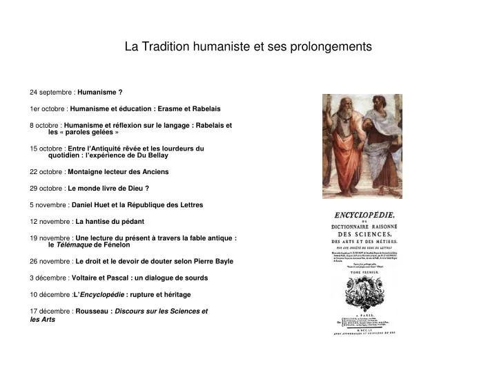 la tradition humaniste et ses prolongements