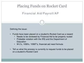 Placing Funds on Rocket Card