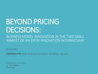 BEYOND PRICING DECISIONS: