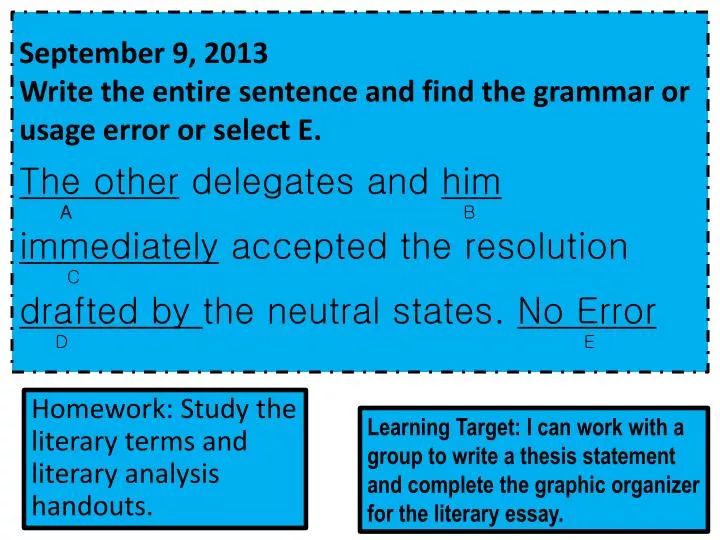 homework study the literary terms and literary analysis handouts