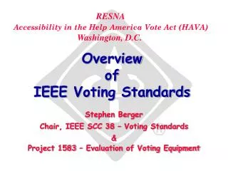 Overview of IEEE Voting Standards