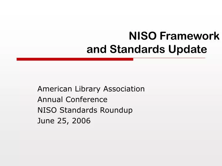 niso framework and standards update