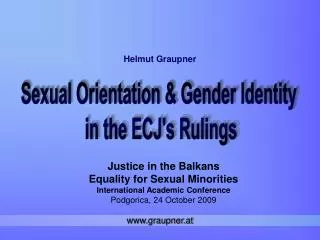 Justice in the Balkans Equality for Sexual Minorities International Academic Conference