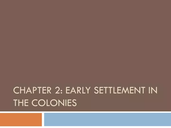 chapter 2 early settlement in the colonies