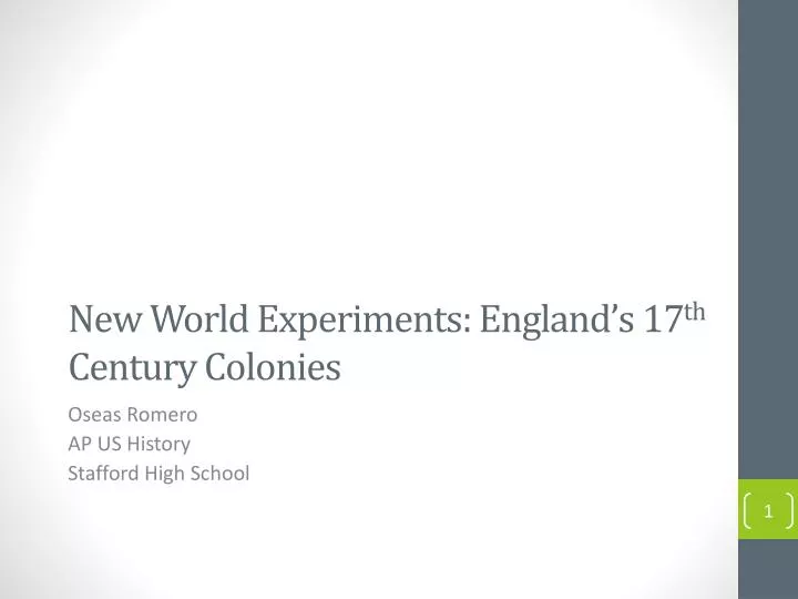 new world experiments england s 17 th century colonies