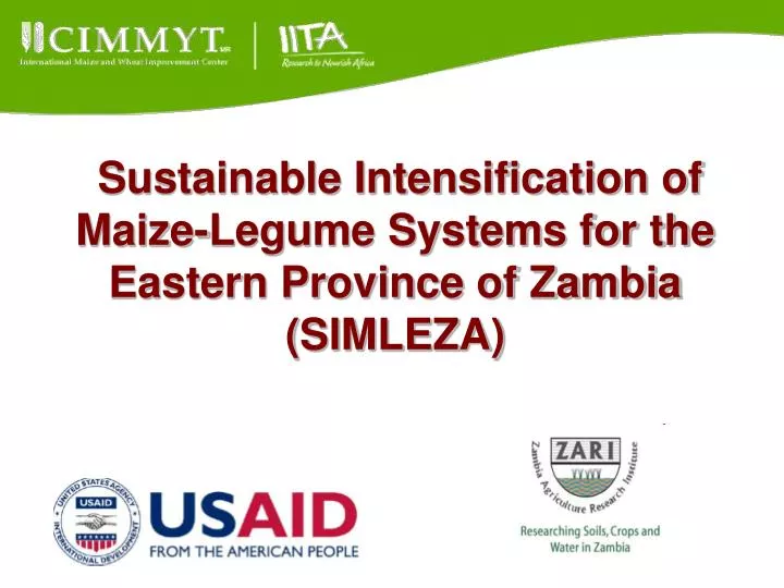 sustainable intensification of maize legume systems for the eastern province of zambia simleza