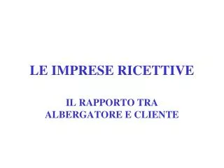 le imprese ricettive