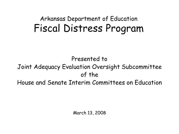 arkansas department of education fiscal distress program