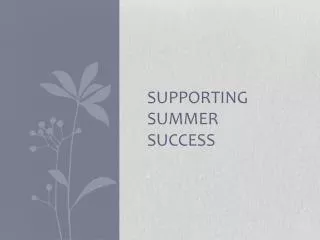 Supporting Summer Success