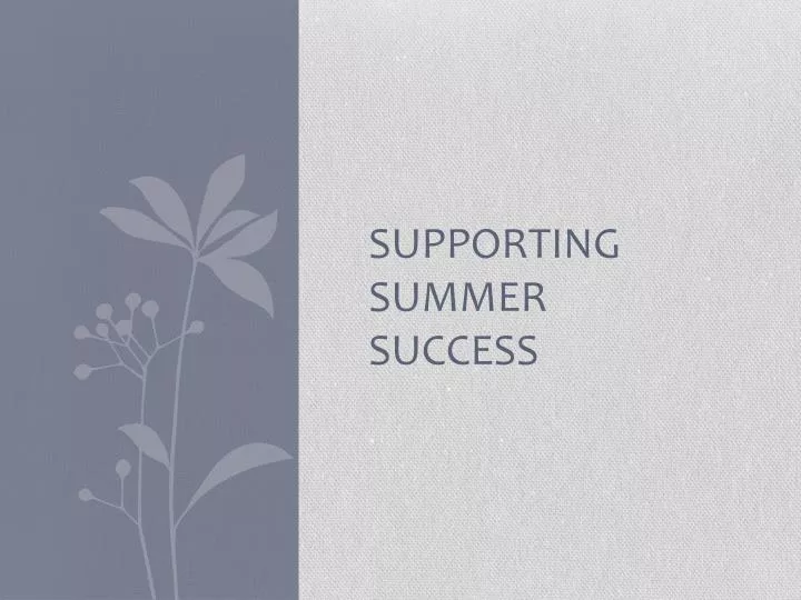 supporting summer success