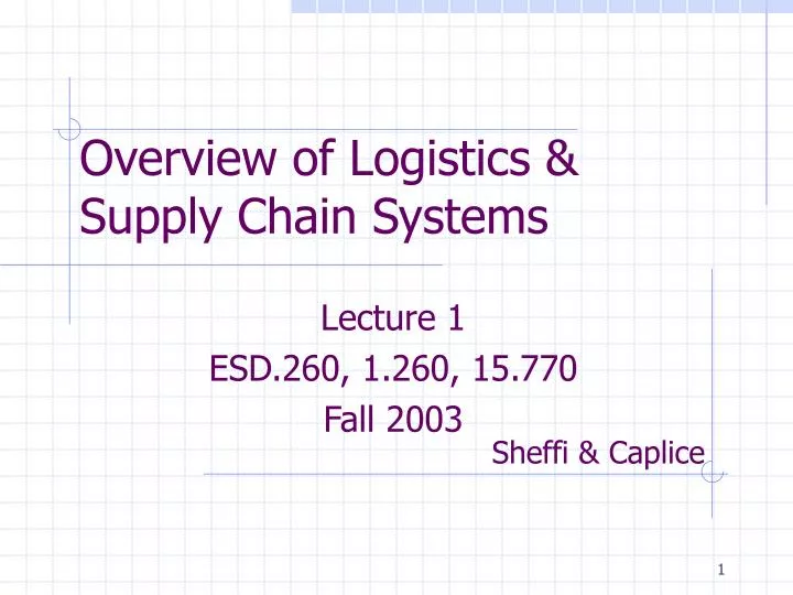 overview of logistics supply chain systems