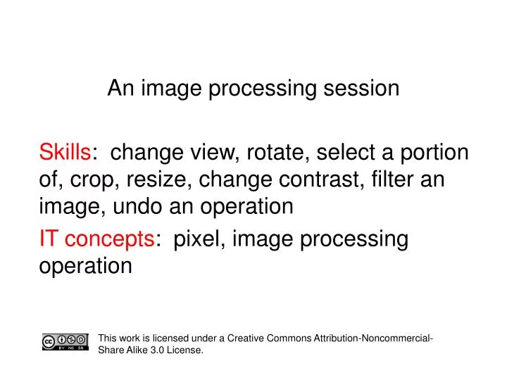 an image processing session