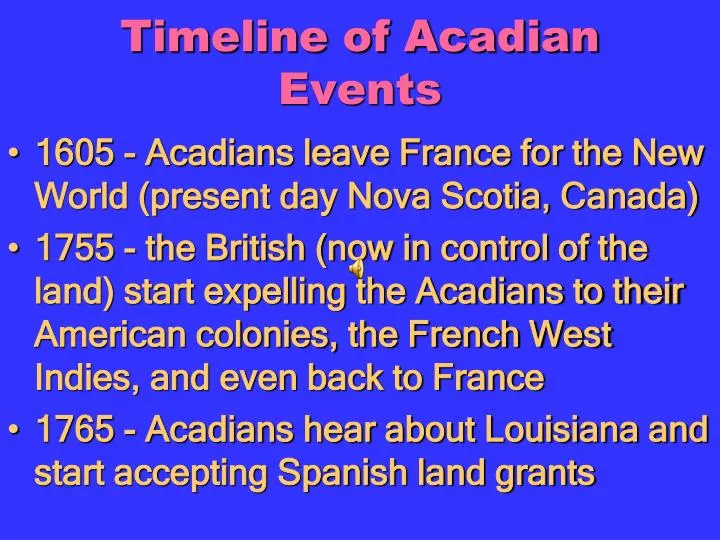 timeline of acadian events