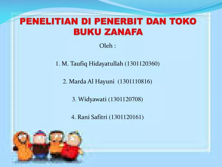 penelitian di penerbit dan toko buku zanafa