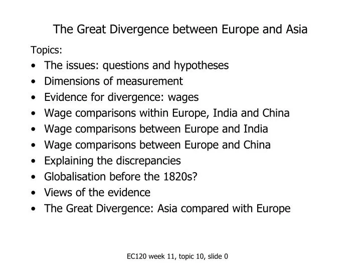 the great divergence between europe and asia