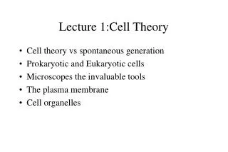 Lecture 1:Cell Theory