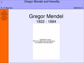 Gregor Mendel 1822 - 1884