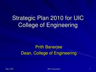 Strategic Plan 2010 for UIC College of Engineering