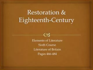 Restoration &amp; Eighteenth-Century