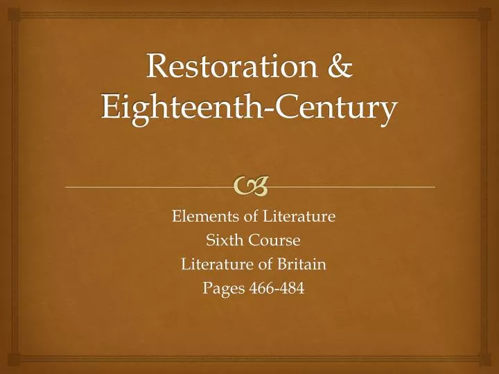 restoration eighteenth century