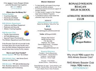 If the family of every Reagan Athlete joins the Booster Club together we CAN make a
