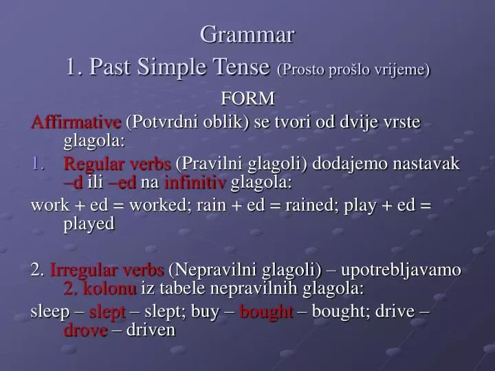 grammar 1 past simple tense prosto pro lo vrijeme