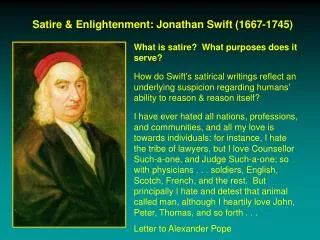Satire &amp; Enlightenment: Jonathan Swift (1667-1745)