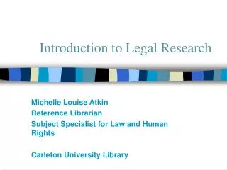 Introduction to Legal Research