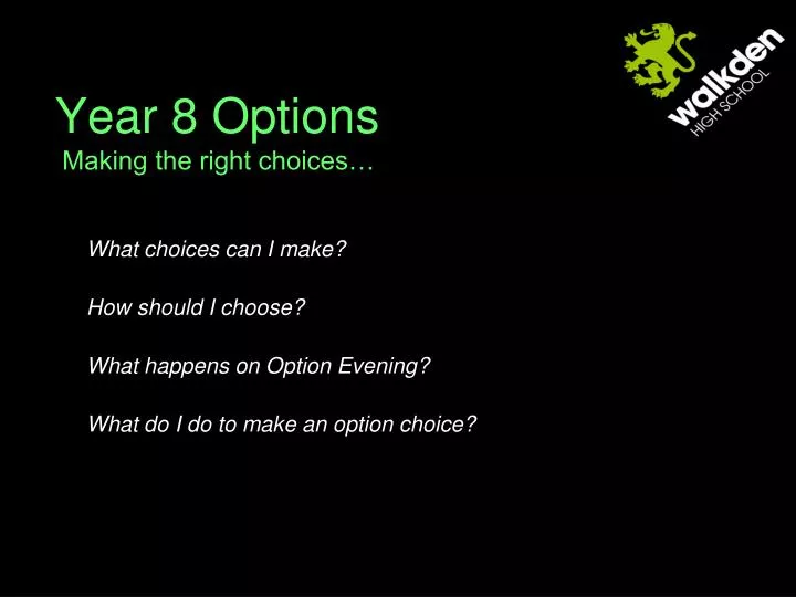 year 8 options making the right choices