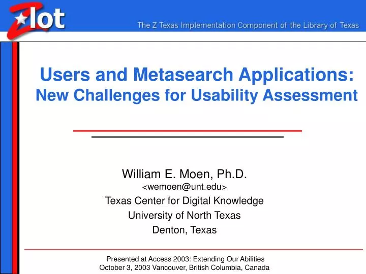 users and metasearch applications new challenges for usability assessment