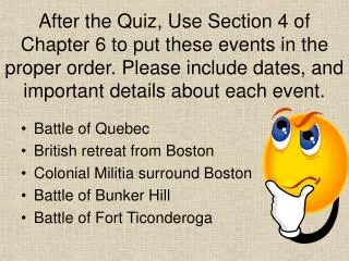 Battle of Quebec British retreat from Boston Colonial Militia surround Boston