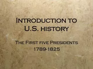 Introduction to U.S. history
