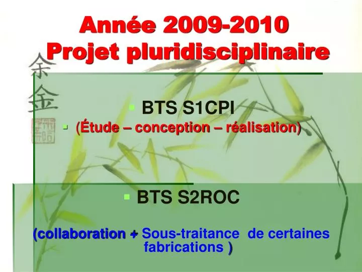 ann e 2009 2010 projet pluridisciplinaire