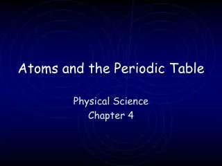 Atoms and the Periodic Table