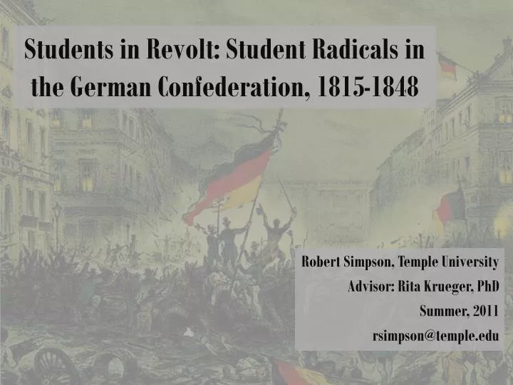 students in revolt student radicals in the german confederation 1815 1848