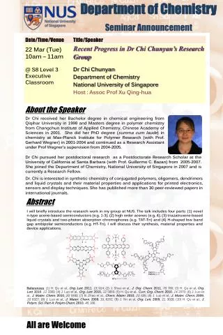 Department of Chemistry Seminar Announcement