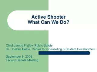 Active Shooter What Can We Do?