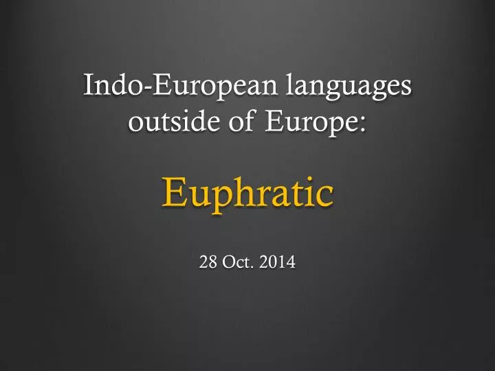 indo european languages outside of europe
